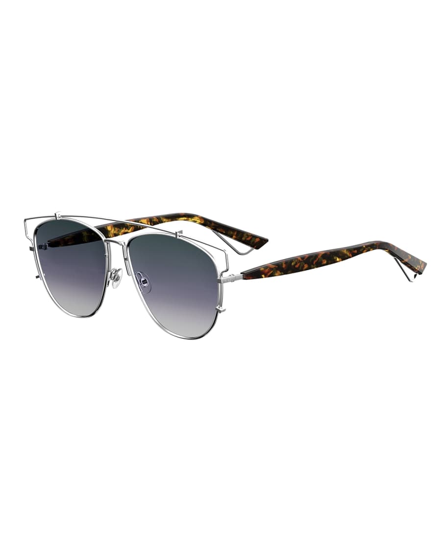 Dior Technologic Cutout Aviator Sunglasses Golden Black Neiman Marcus