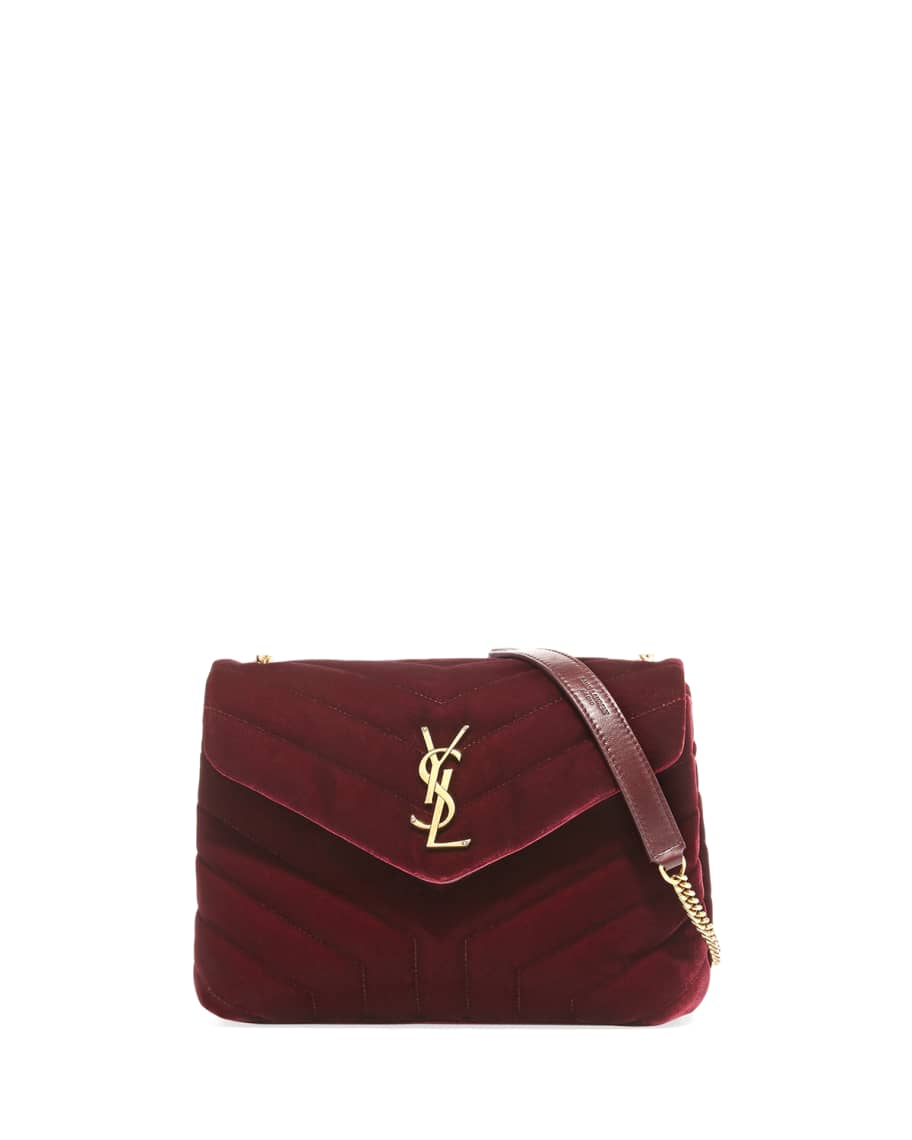 YSL VELVET LOULOU BAG BURGUNDY