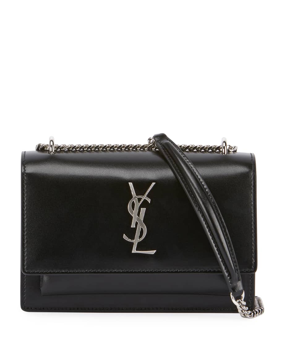Saint laurent sunset monogram ysl small calf leather wallet on discount chain