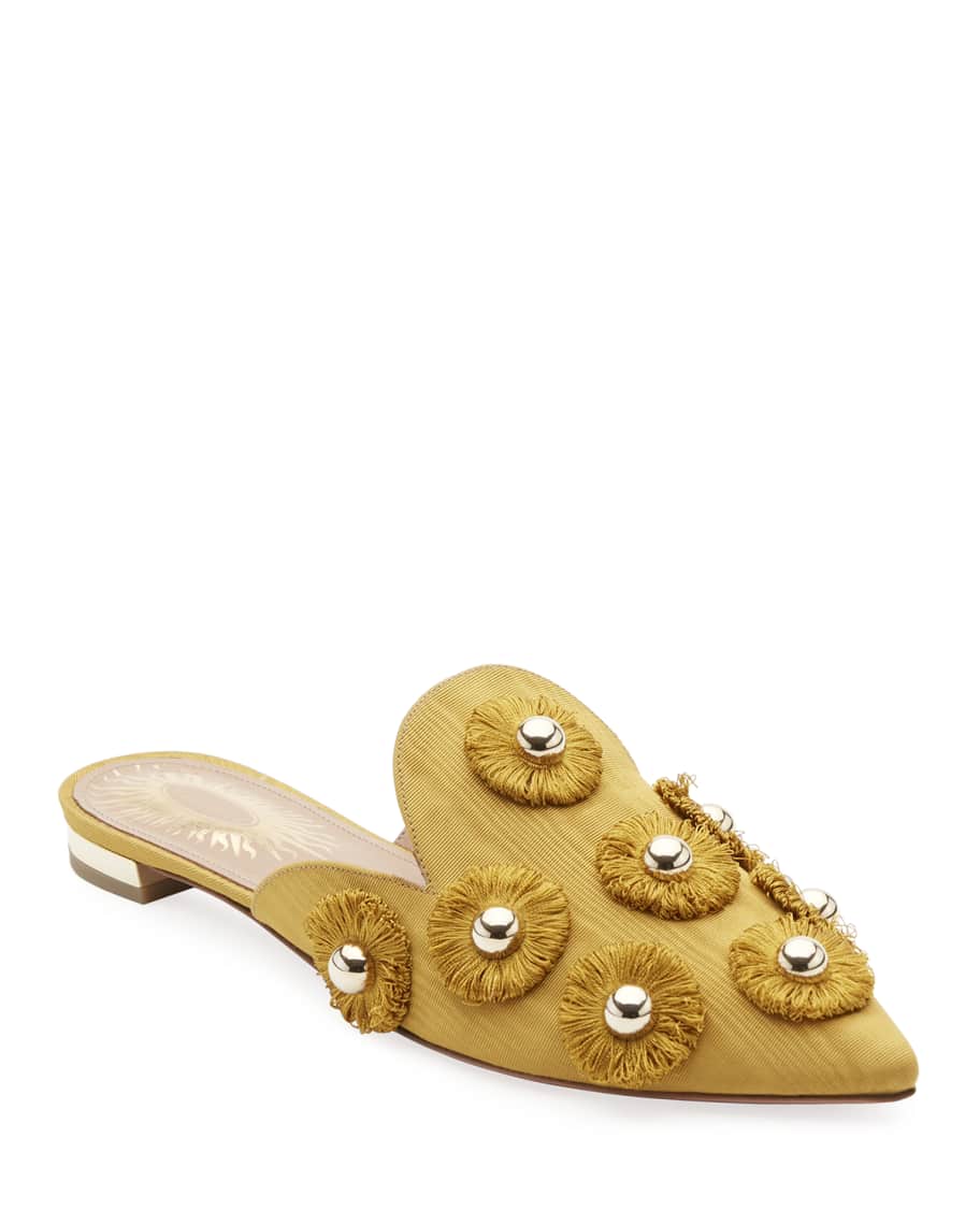 Aquazzura Sunflower Studded Mule Slide Neiman Marcus