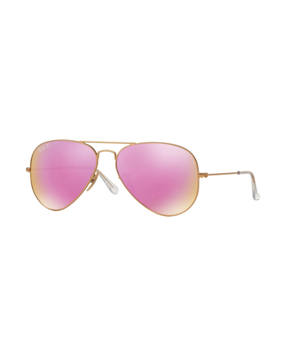 RayBan Mirrored Polarized Metal Aviator Sunglasses, Pink Pattern