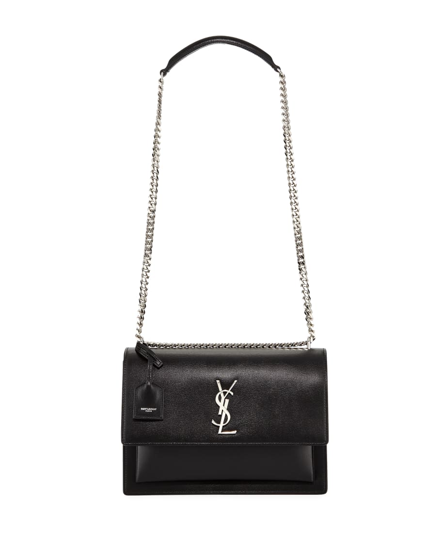 Sunset Monogram Ysl Large Flap-top Shoulder Bag In Black