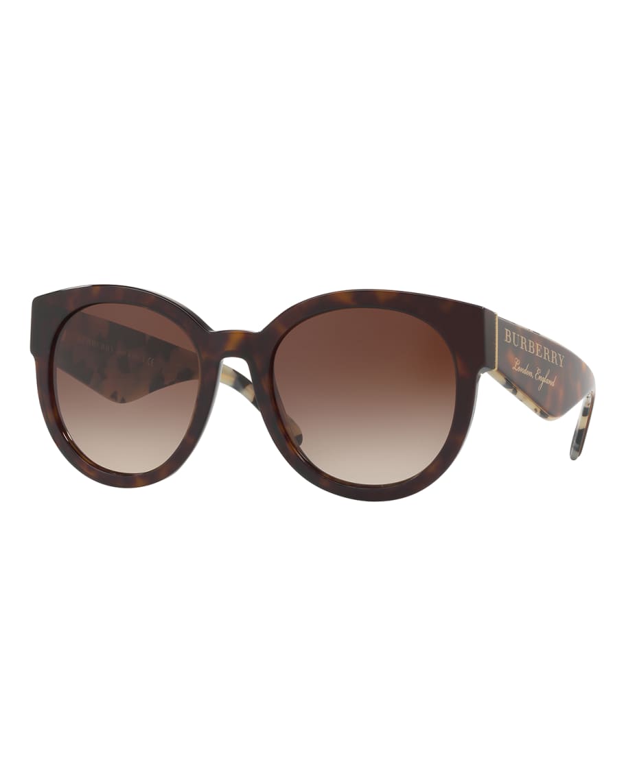 Burberry Round Gradient Logo Sunglasses | Neiman Marcus