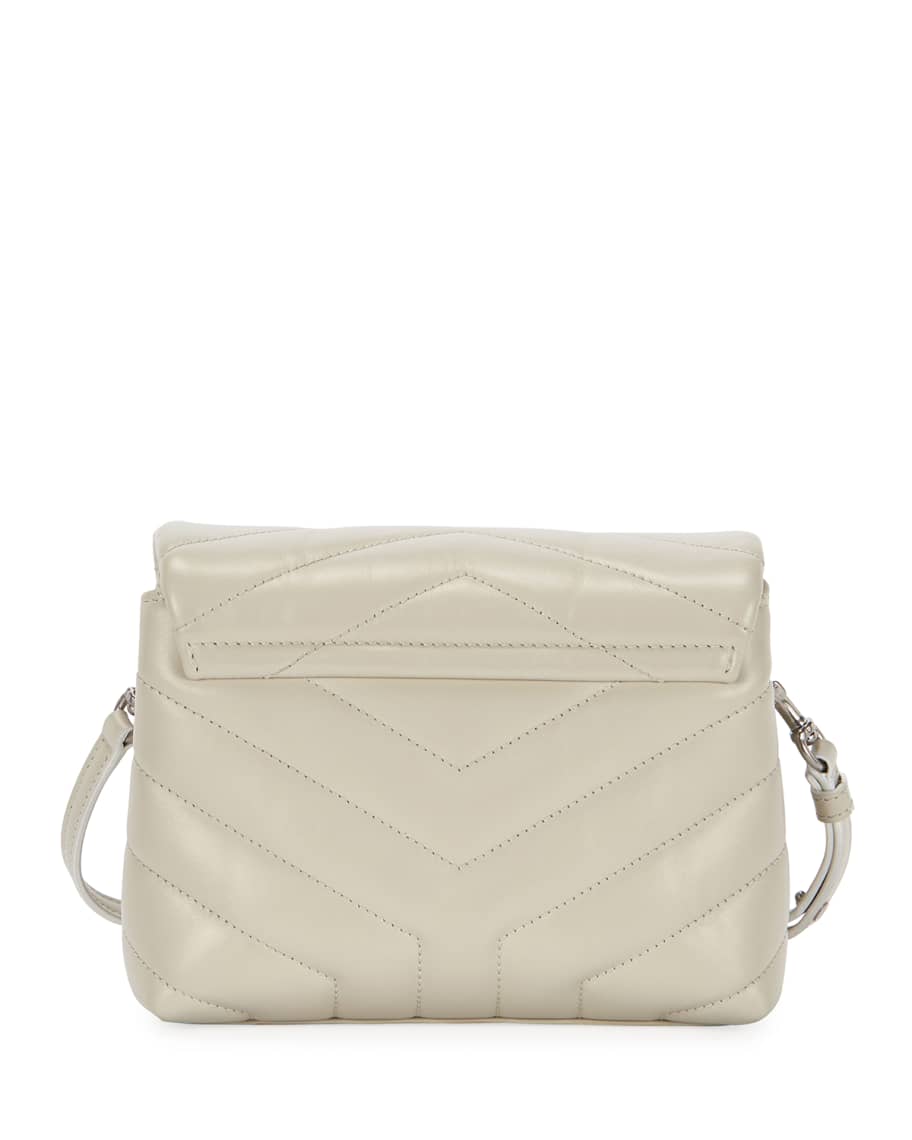 Loulou Monogram YSL Mini V Flap Calf Leather Crossbody Bag Nickel Oxide Hardware
