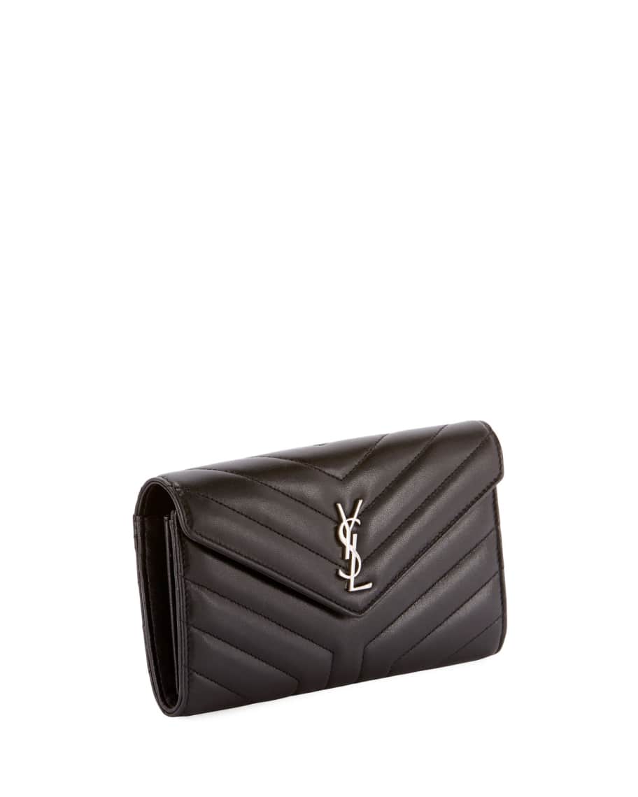 Saint Laurent Loulou Monogram Ysl Continental V Flap Wallet Neiman Marcus