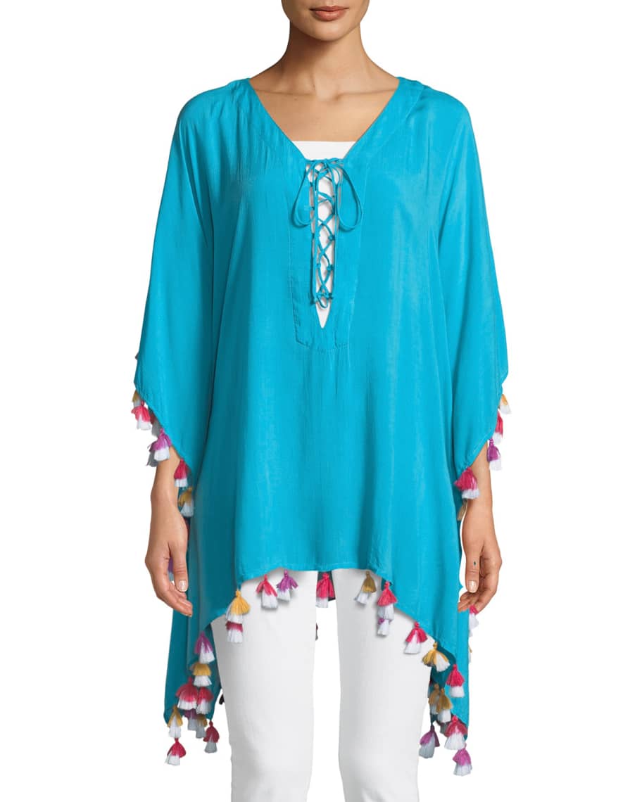 Bindya Lace-Up Tunic with Tassels | Neiman Marcus