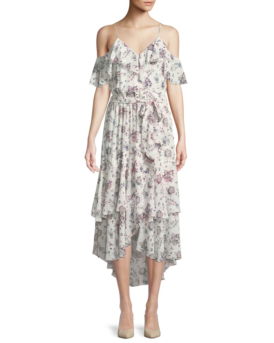 Joie Estilda V-Neck Sleeveless Ruffled Floral-Print Dress | Neiman Marcus