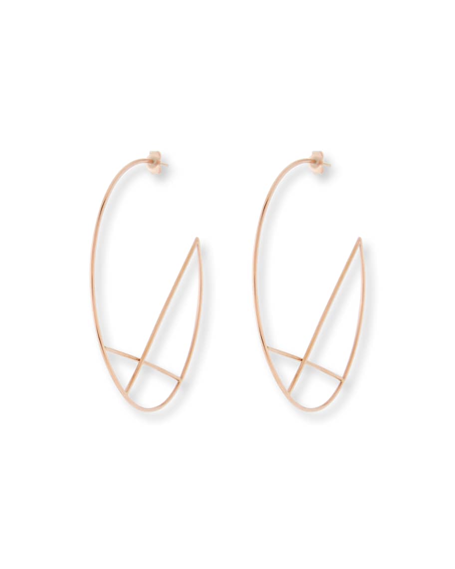 14k Wire Diagonal Cross Eclipse Hoop Earrings