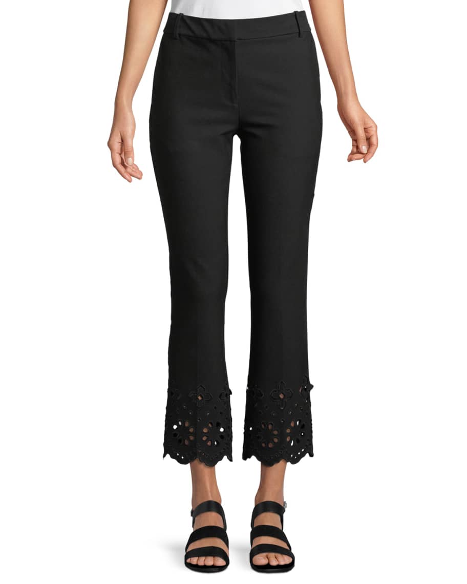 Derek Lam 10 Crosby Cropped Flare Stretch-Cotton Trousers with Eyelet ...