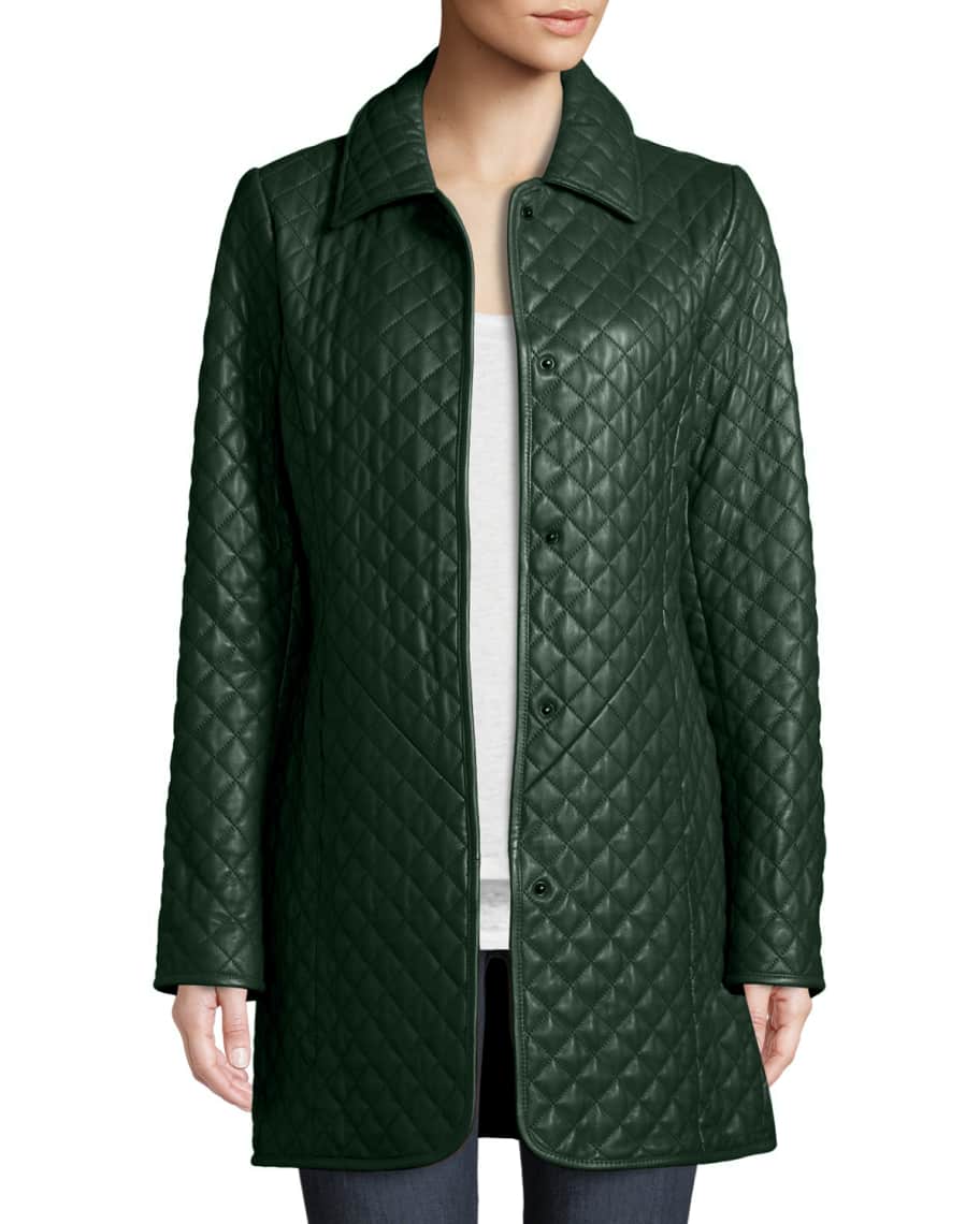 Neiman Marcus Leather Collection Quilted Leather Trenchcoat Neiman Marcus
