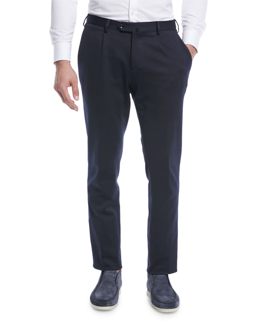 Loro Piana Men's Pleated Jersey Pants | Neiman Marcus