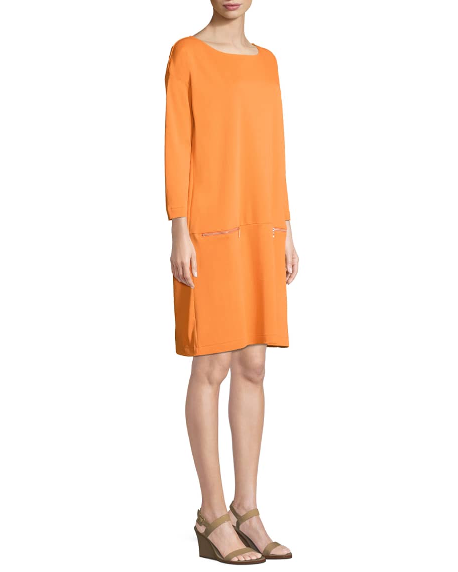 Joan Vass Plus Size Knit Zip Pocket Shift Dress Neiman Marcus