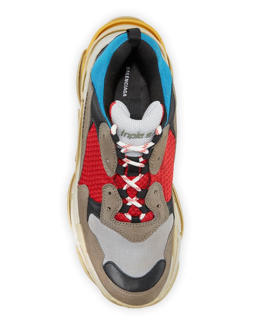 balenciaga mens triple s leather and mesh trainers