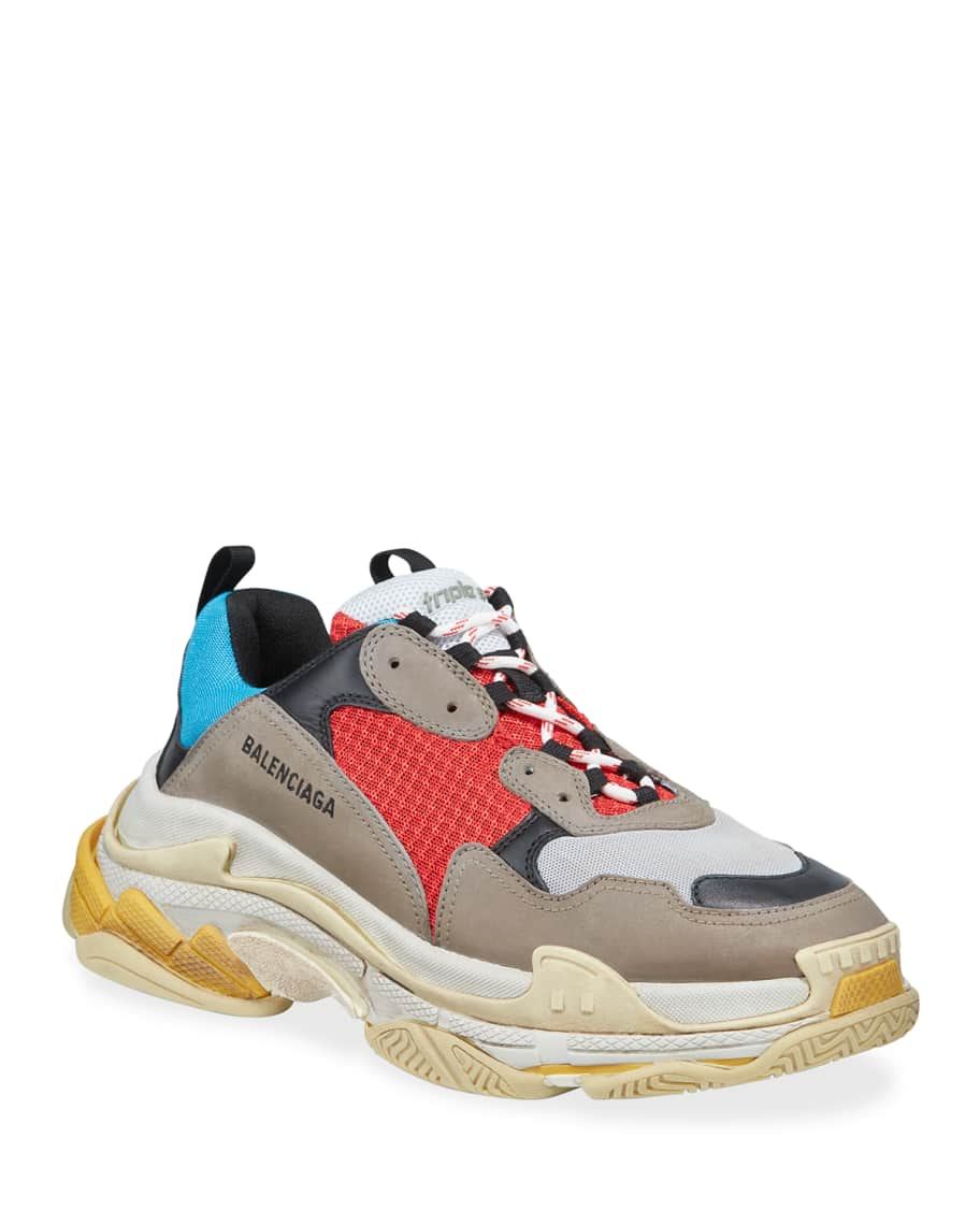 mode karakter hævn Balenciaga Men's Triple S Mesh %26 Leather Sneakers, Blue | Neiman Marcus