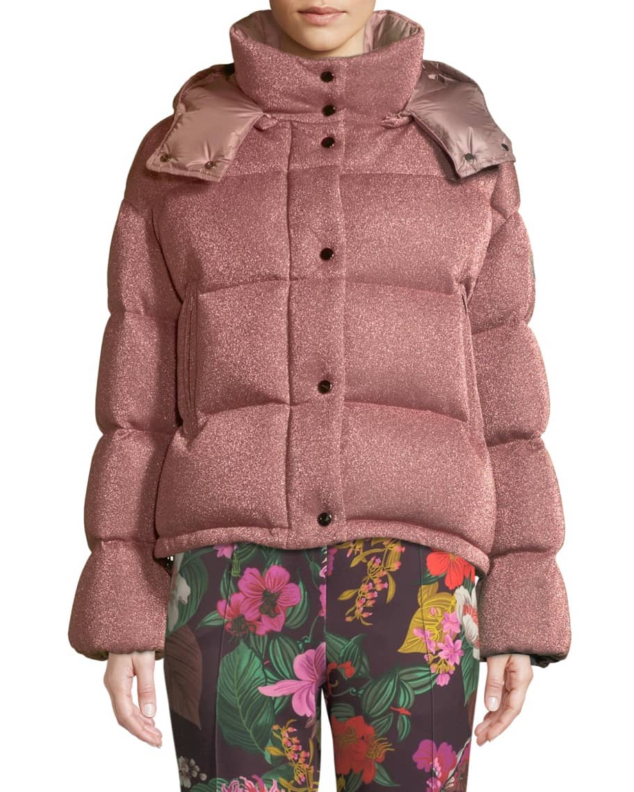 Moncler Caille Metallic Puffer Coat w Removable Hood Neiman Marcus