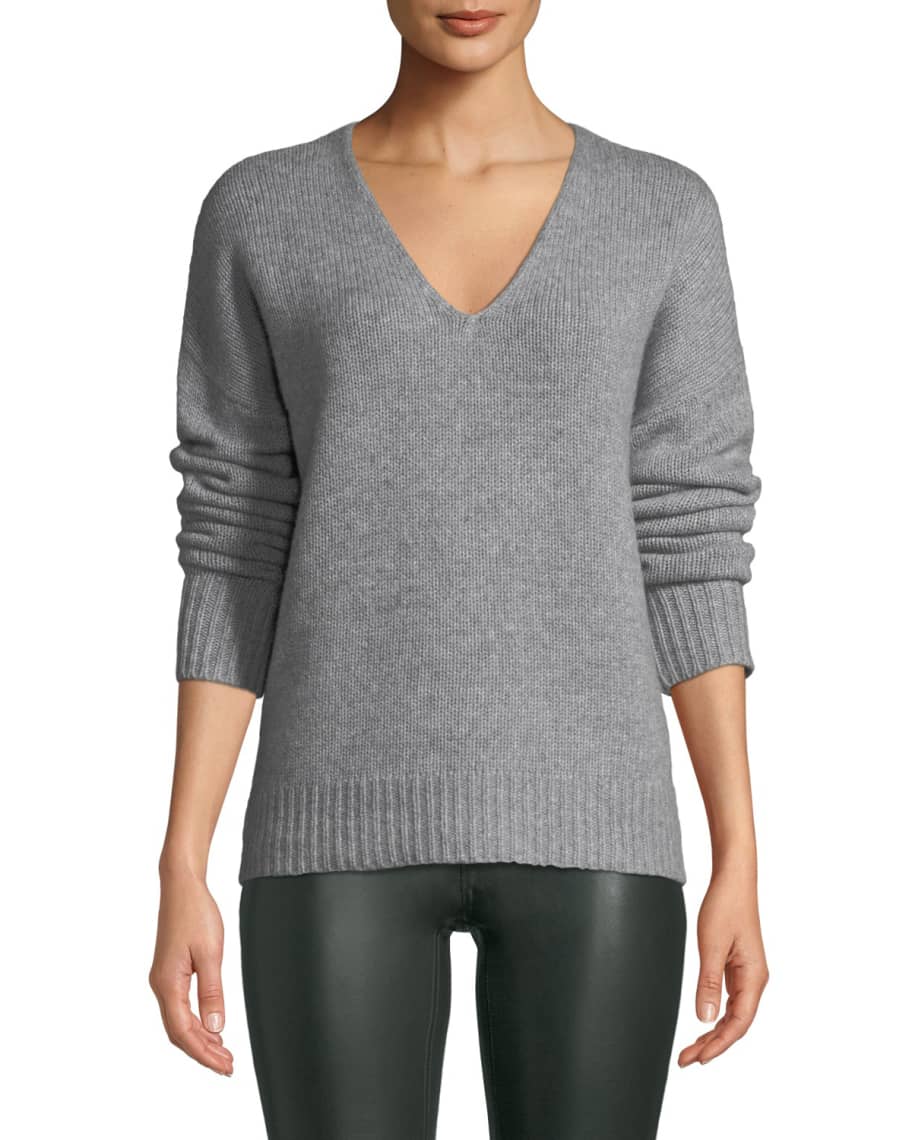 Theory Relaxed V Neck Cashmere Pullover Sweater Neiman Marcus