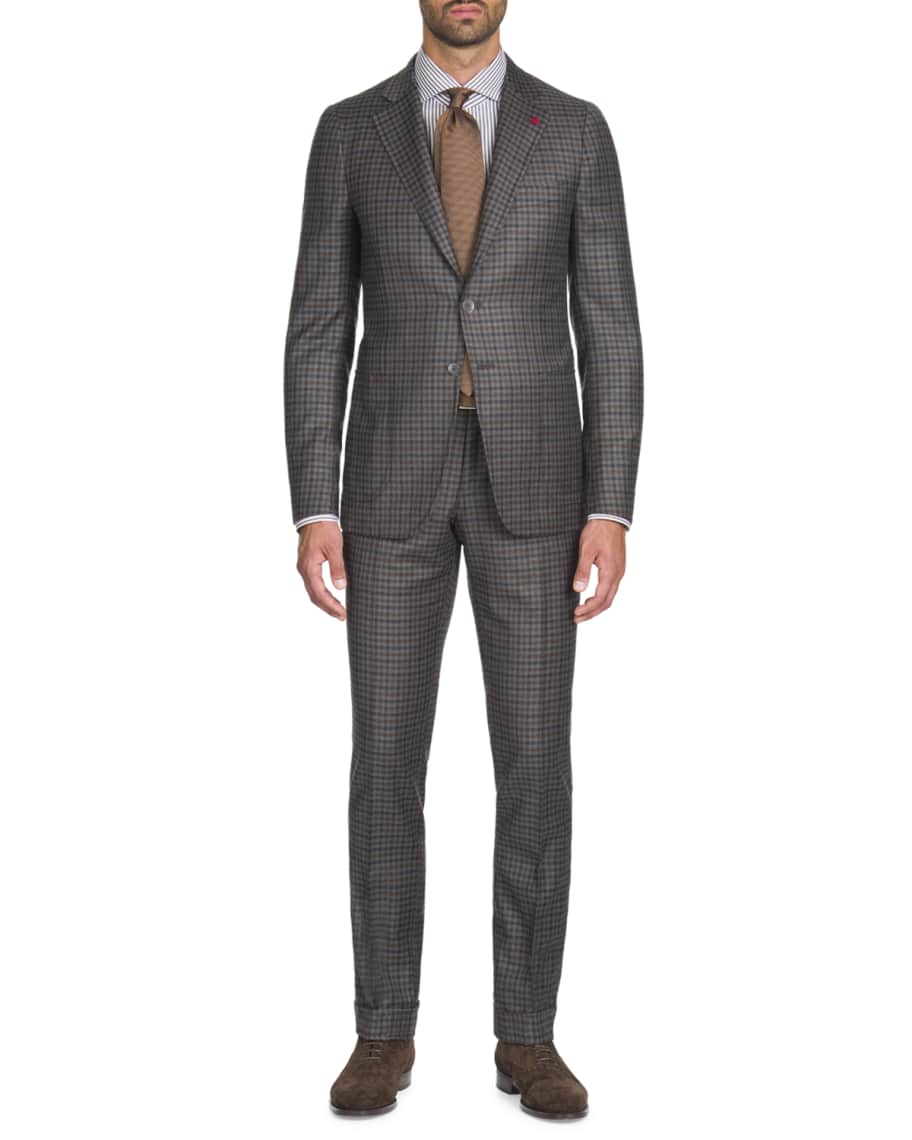 Isaia Men's Multi-Check Wool-Cashmere Two-Piece Suit | Neiman Marcus