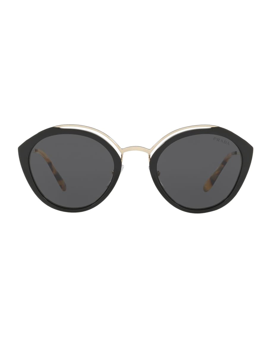 Prada Round Mirrored Acetate Metal Sunglasses Neiman Marcus