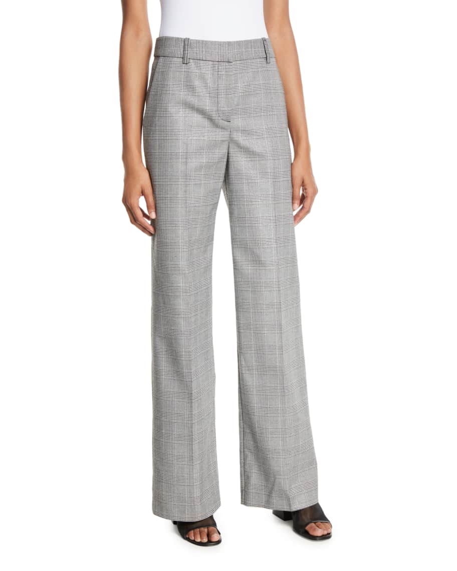 Equipment Hyperion Wide-Leg Check Trousers | Neiman Marcus