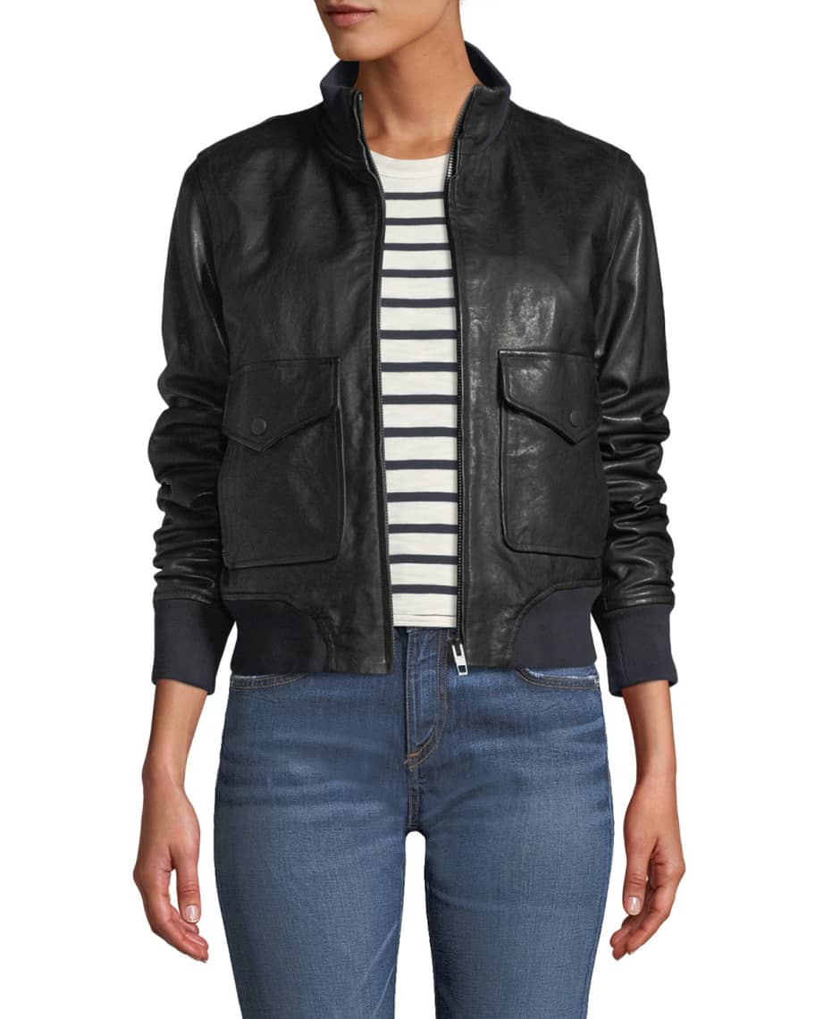 Rag & Bone Mila Zip-Front Leather Jacket | Neiman Marcus