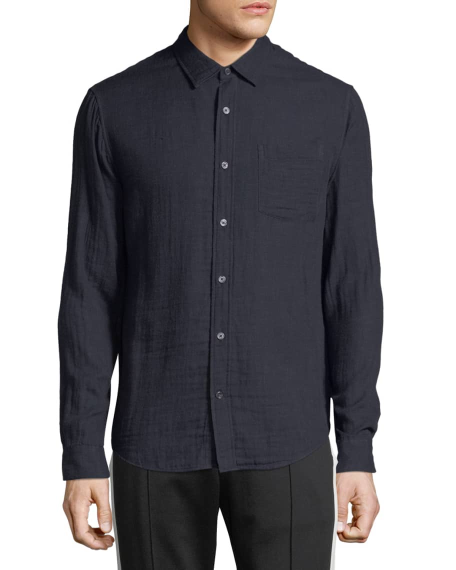 Vince Men's Double-Face Cotton Button-Front Shirt | Neiman Marcus