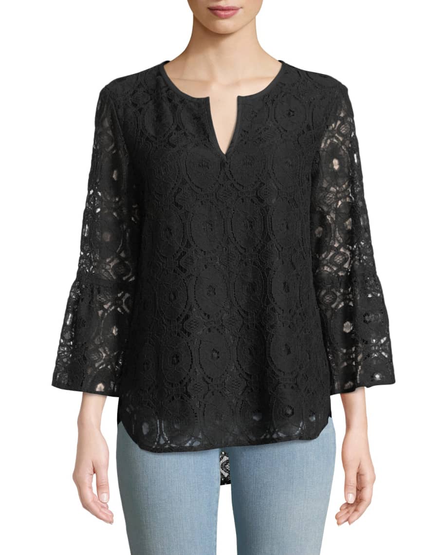 Finley Belle Chenille Lace 3/4-Sleeve Top | Neiman Marcus