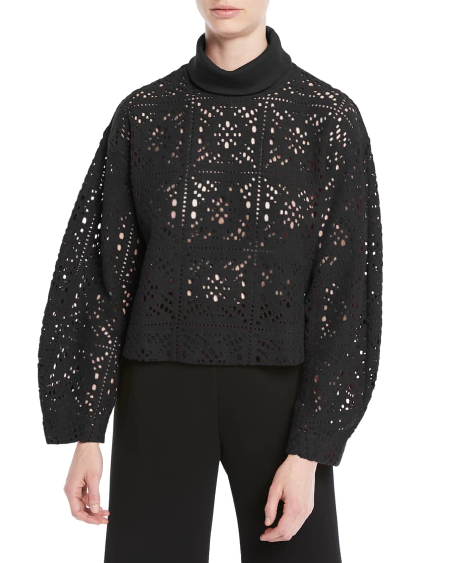 See by Chloe Turtleneck Long-Sleeve Cutout Sweater | Neiman Marcus