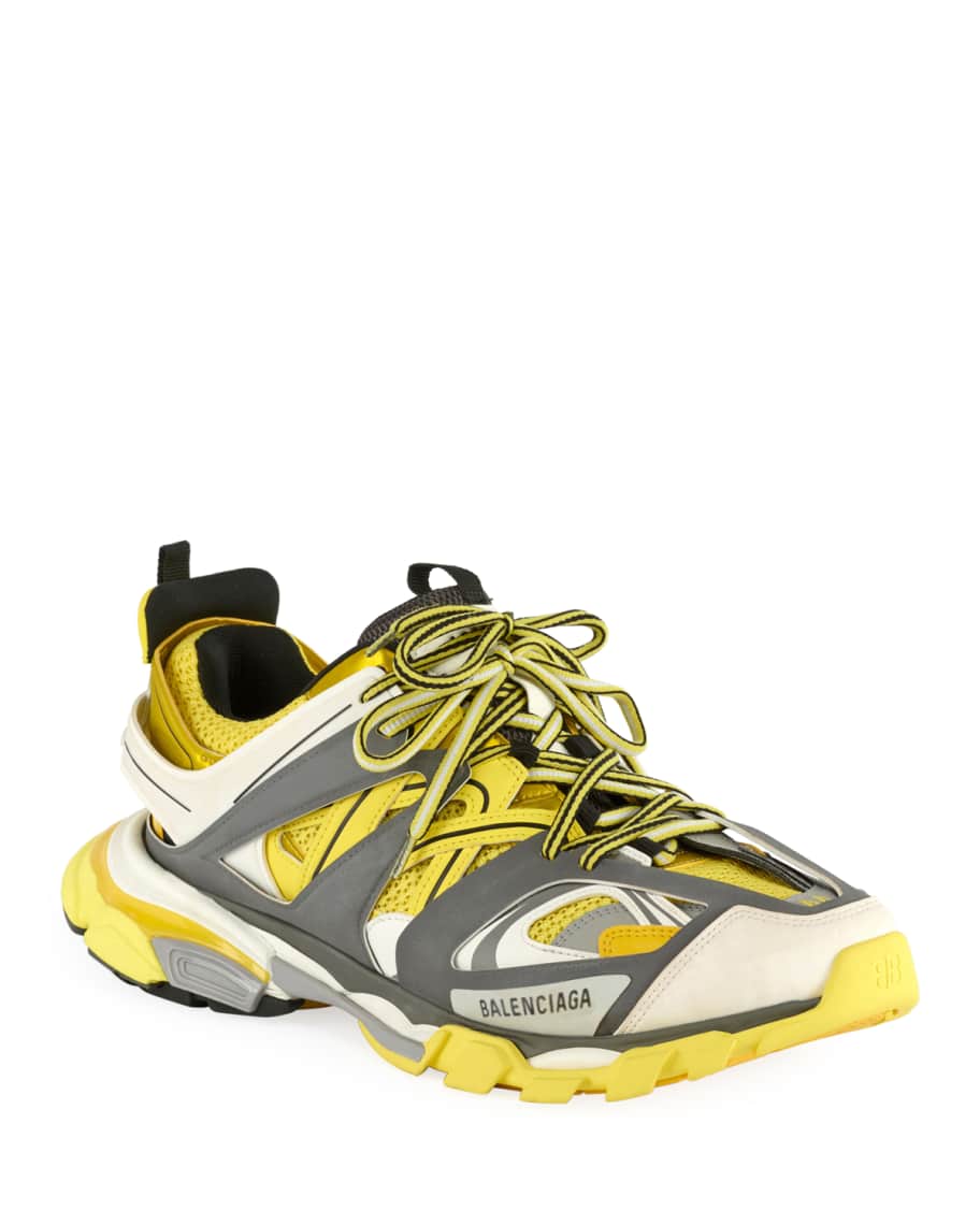 Balenciaga Men's Runway Track Sneakers, Yellow | Neiman Marcus