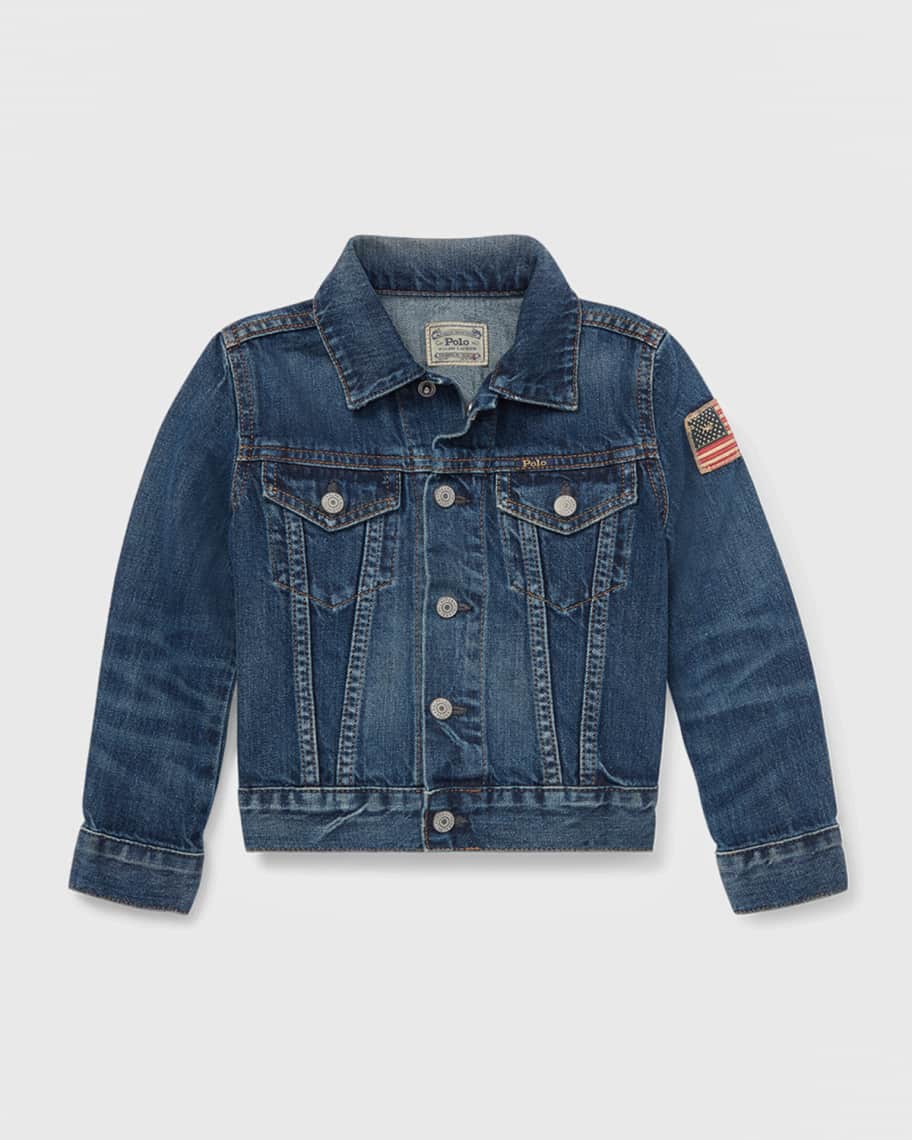 Image 1 of 2: Boy's Denim Trucker Jacket, Size 2-7