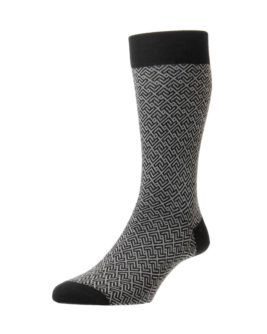 Pantherella Men's Porter Graphic Wool Socks | Neiman Marcus