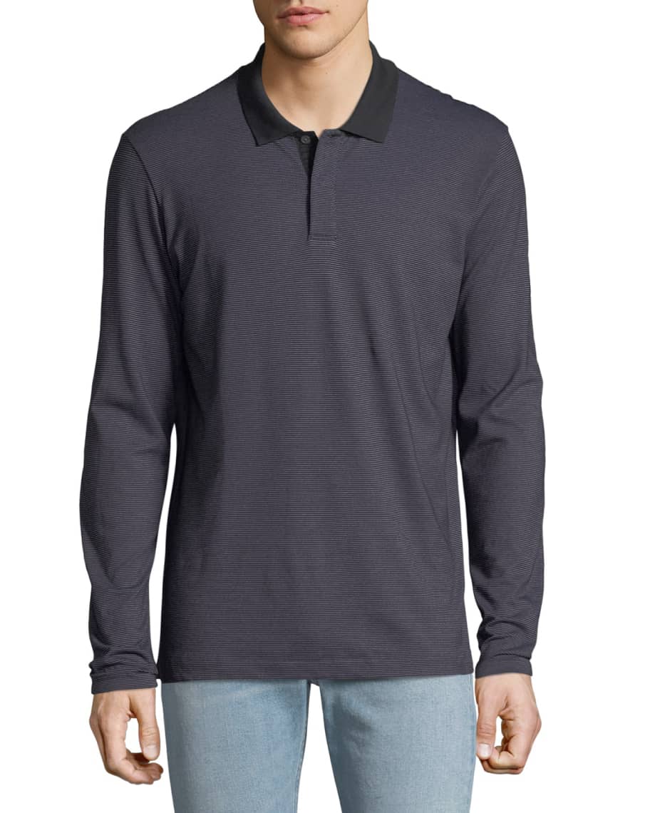 Theory Men's Gamma Jacquard Long-Sleeve Polo Shirt | Neiman Marcus