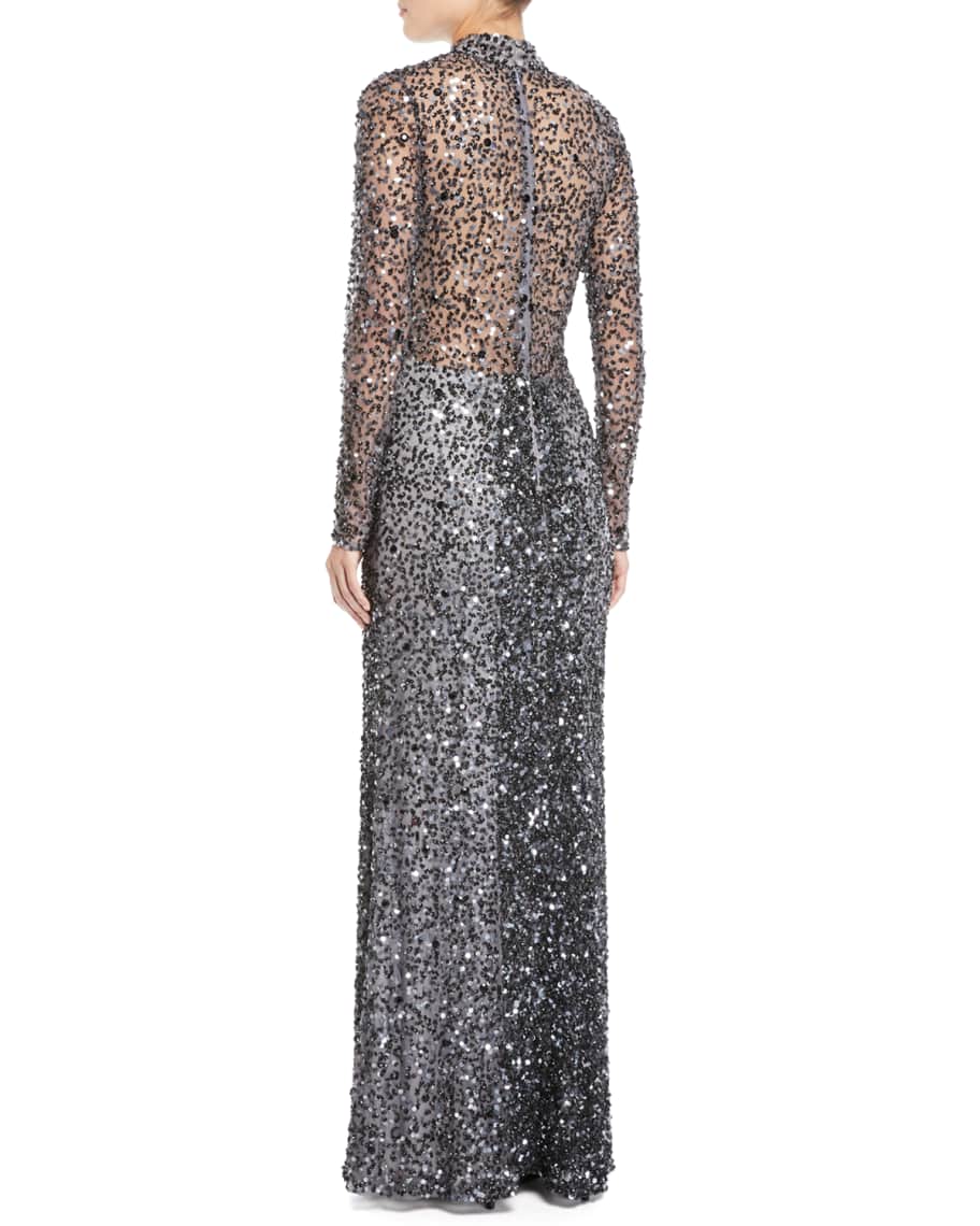 Leandra Sequin Long Sleeve Gown Dress