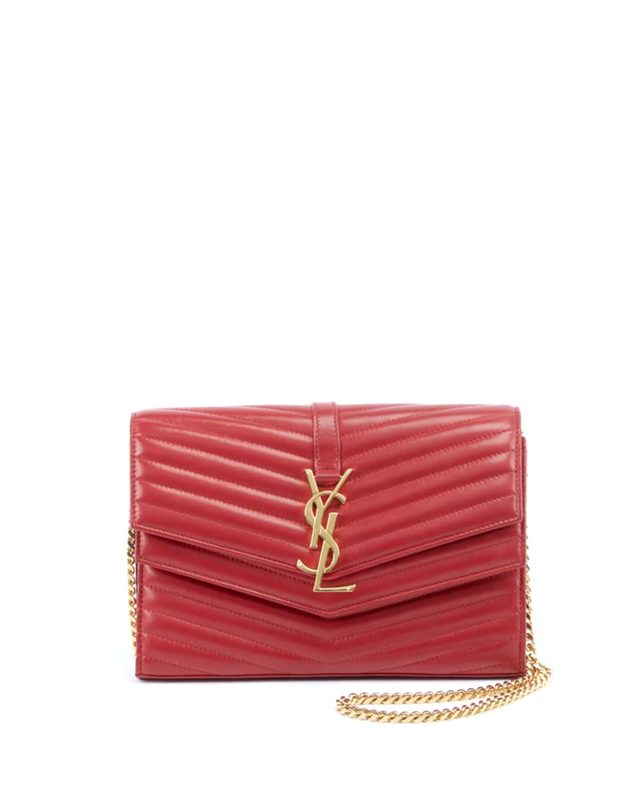 Sulpice double flap crossbody wallet on a chain clearance