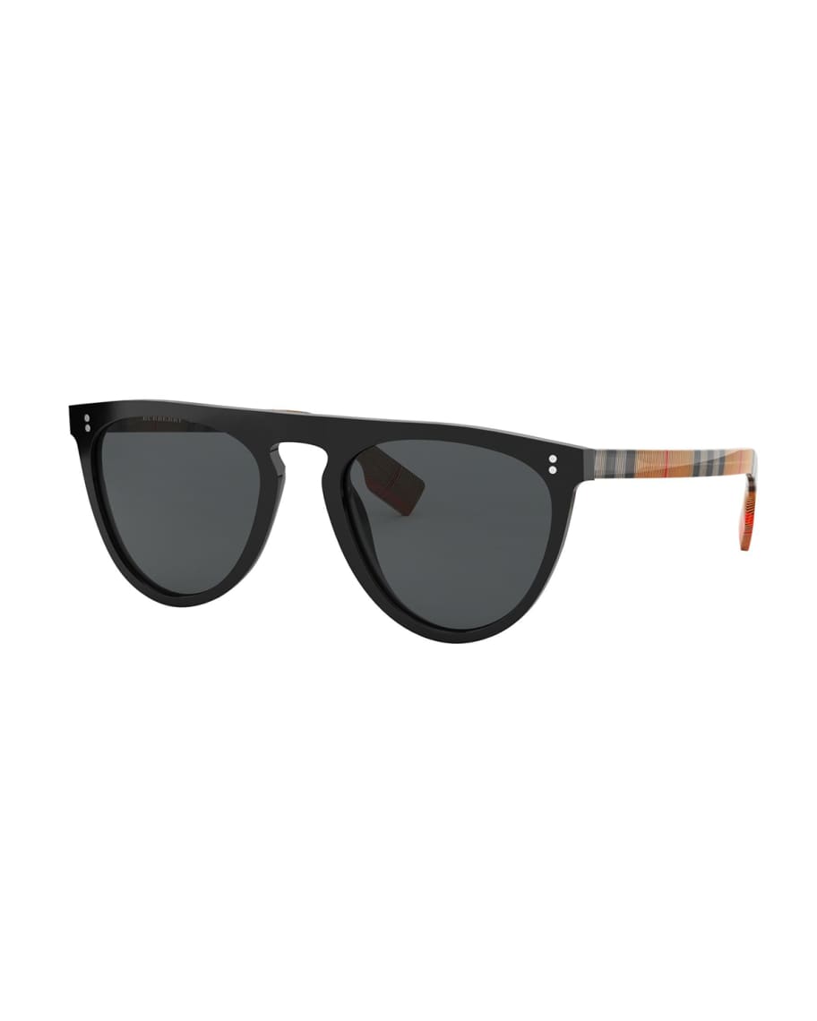 burberry check arm aviator sunglasses