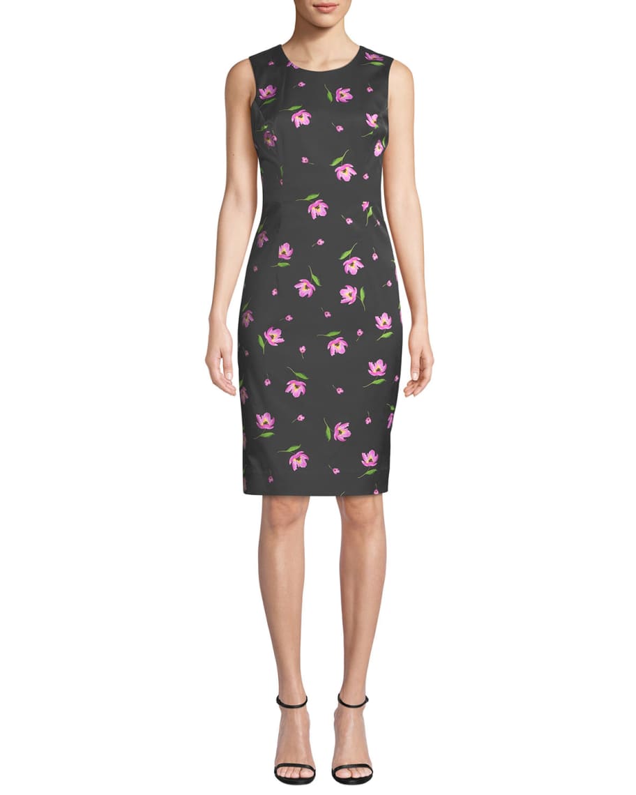 Milly Kendrea Sleeveless Floral-Print Sheath Dress | Neiman Marcus