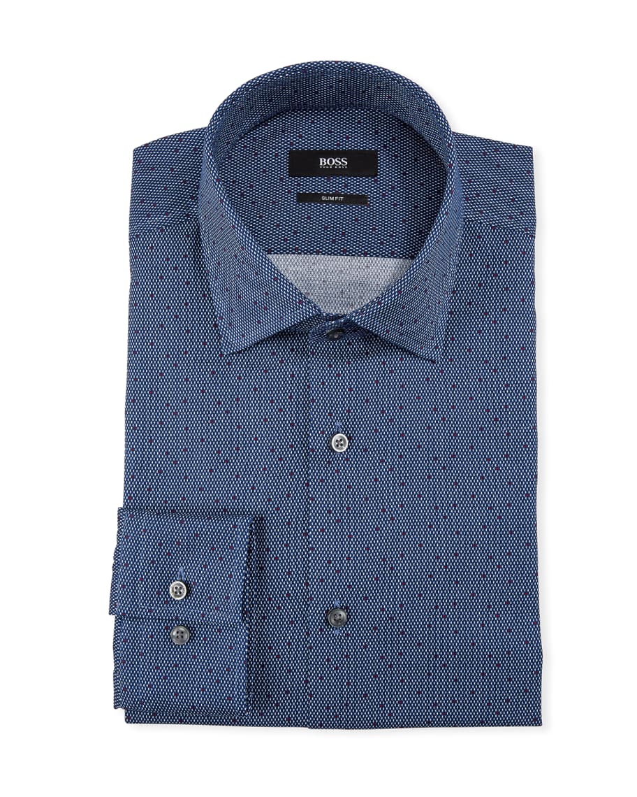BOSS Men's Slim-Fit Dot-Print Dress Shirt | Neiman Marcus