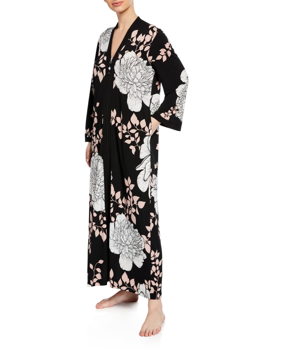 Diamond Tea Gown Floral-Print Easy-Fit Caftan | Neiman Marcus