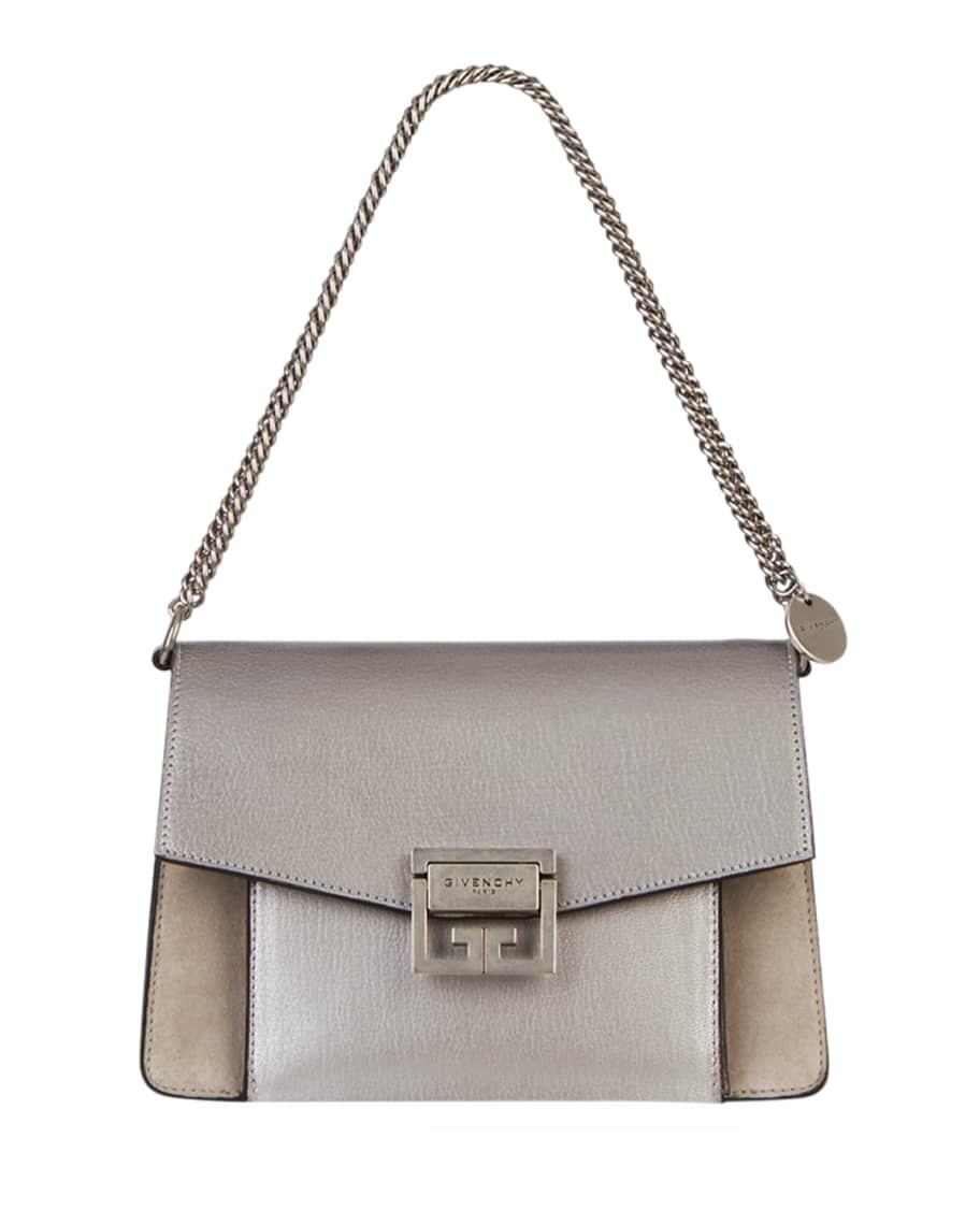 Givenchy GV3 Small Metallic Leather & Suede Shoulder Bag | Neiman