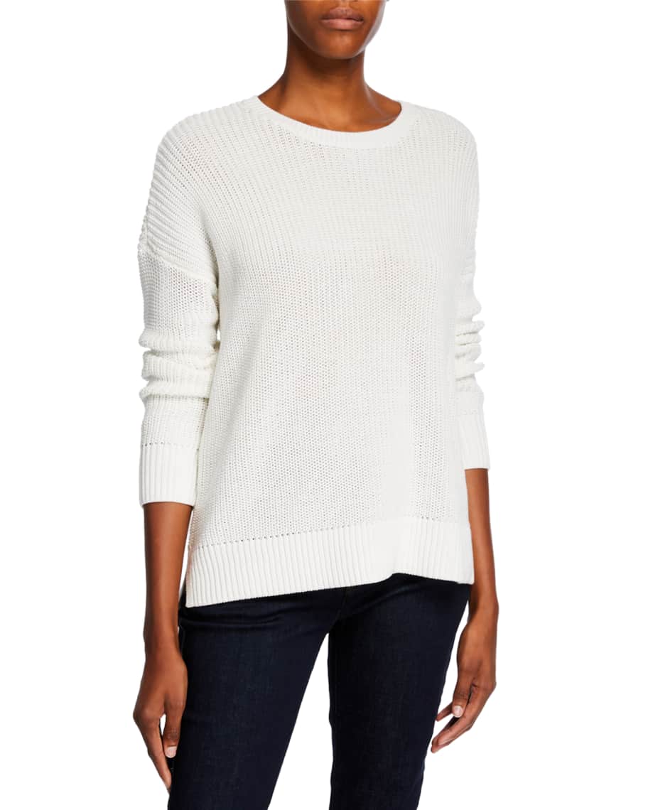 Eileen Fisher Organic Cotton Jewel-Neck Long-Sleeve Sweater | Neiman Marcus