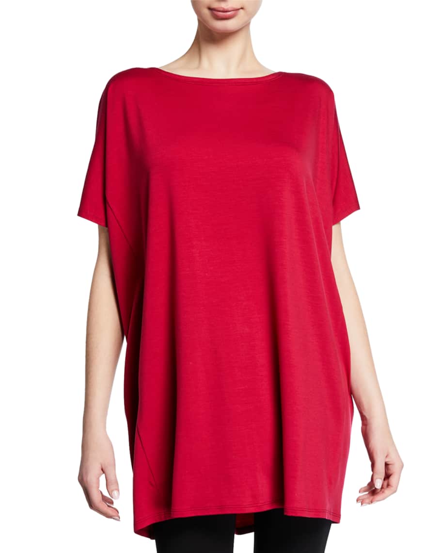 Eileen Fisher Short-Sleeve Tencel Jersey Tunic | Neiman Marcus