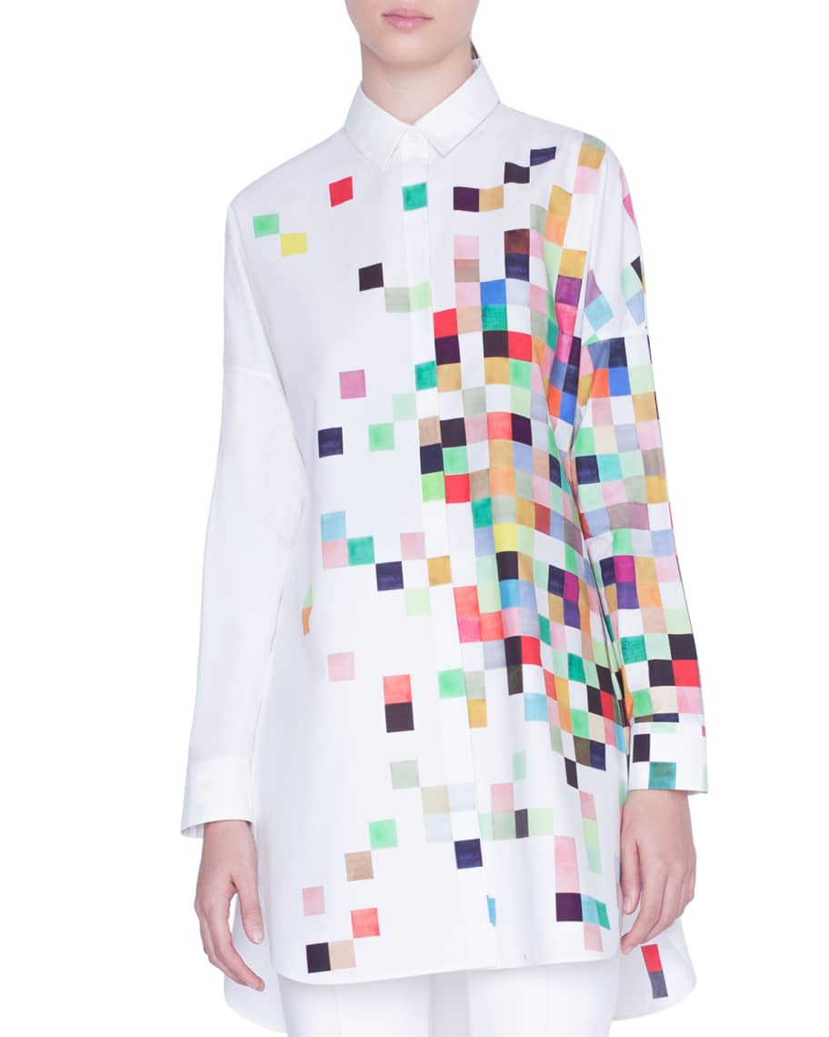 Akris punto Pixelated Print Button-Front Tunic | Neiman Marcus