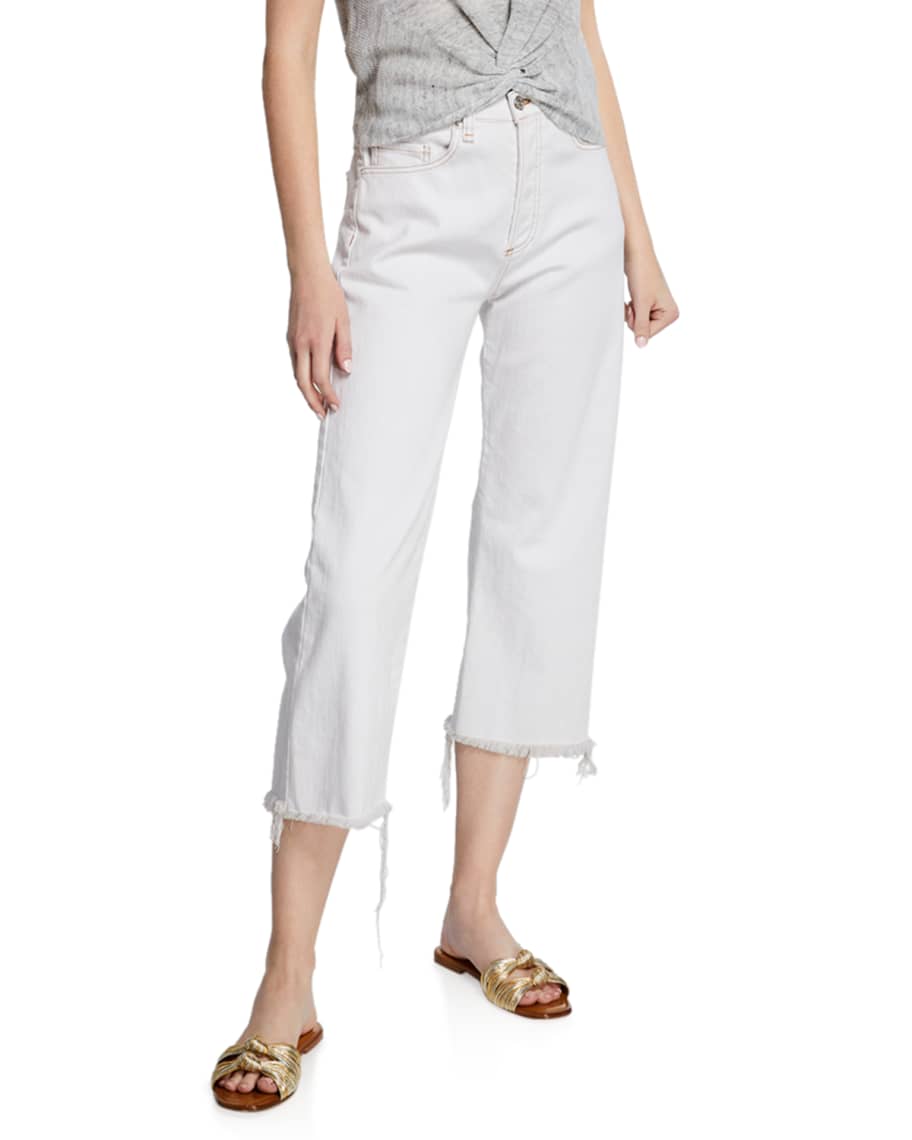 Veronica Beard Rockwell High-Rise Straight Cropped Jeans | Neiman Marcus