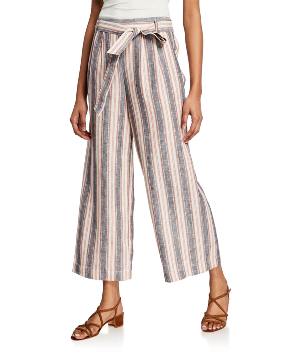 FRAME Striped Clean Linen Pants Neiman Marcus