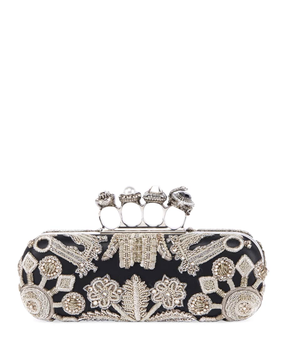Alexander McQueen Jewelled Four Ring Clutch w/ Crystal Embroidered ...