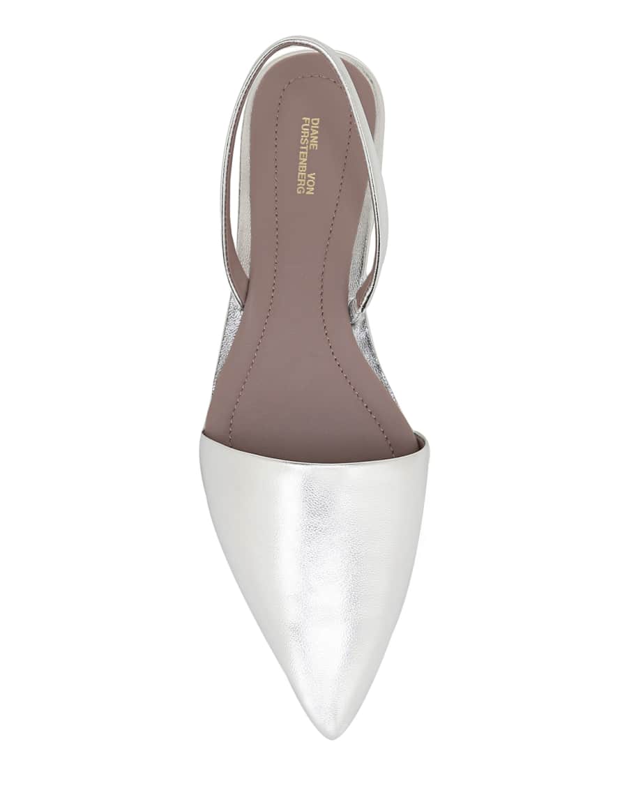 Koko Metallic Leather Slingback Flats