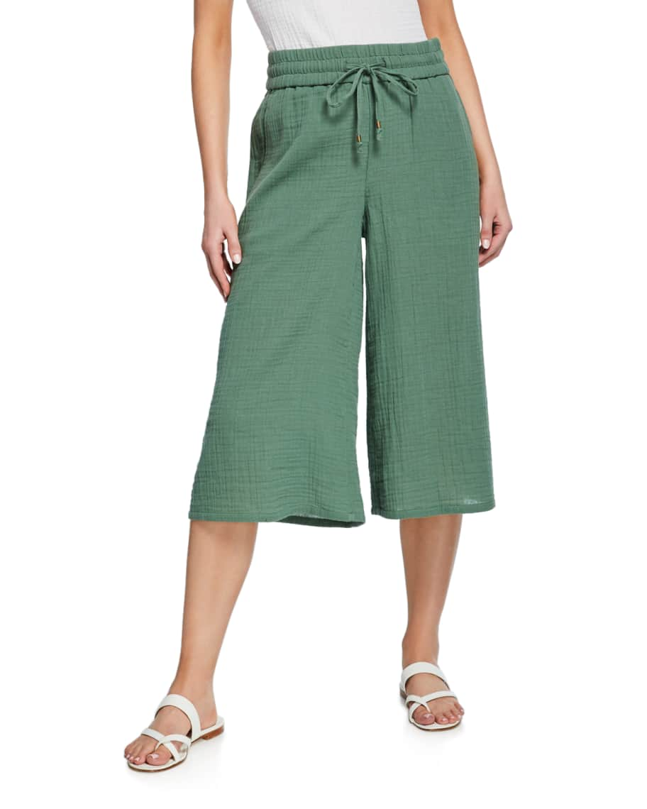 Eileen Fisher Organic Cotton Lofty Gauze Wide Leg Cropped Pants