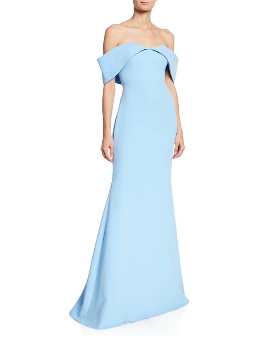 Badgley Mischka Collection Off-the-Shoulder Short-Sleeve Mermaid Gown ...