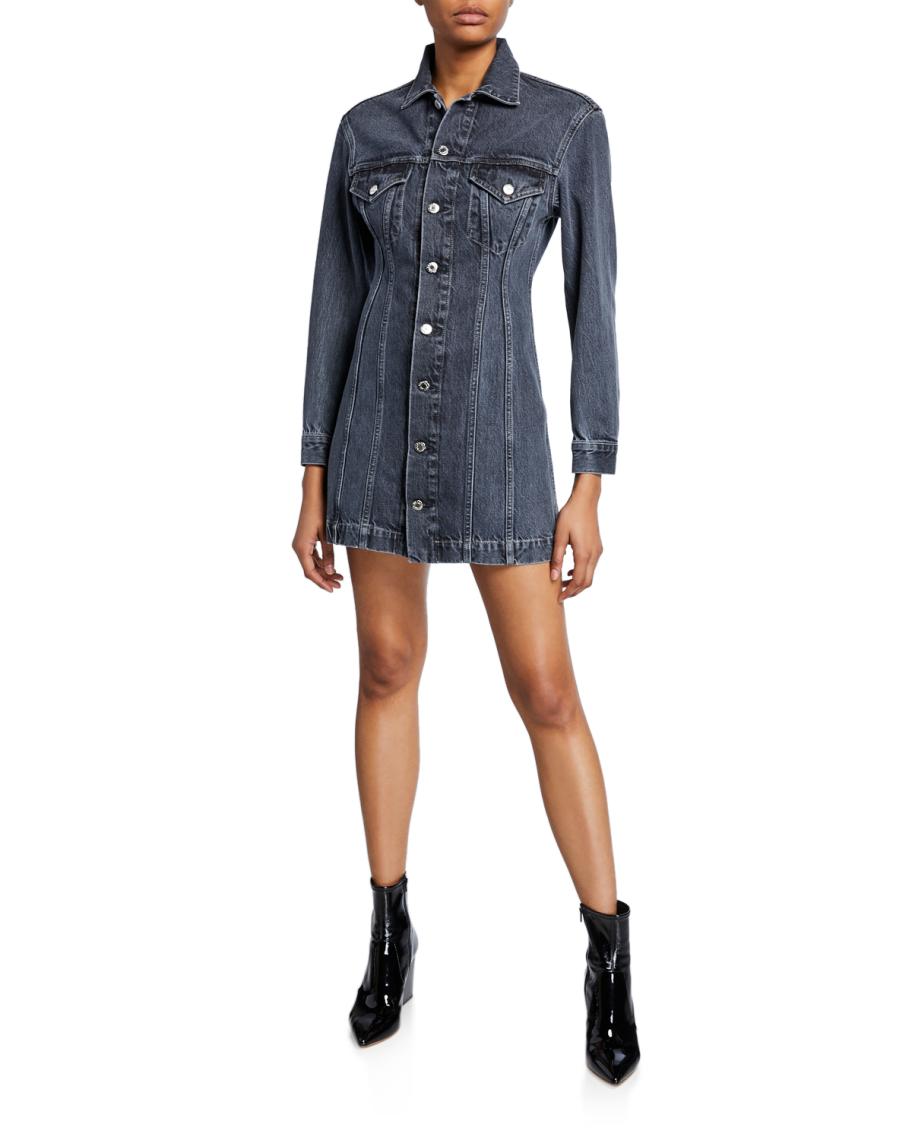 Robe En Jean Helmut Lang Pour Femme - Taille M, Gris Denim, Style Robe-veste Mini, Neuve