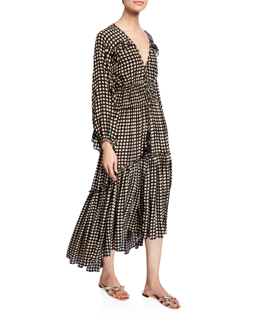 Figue Alessia Moon-Dotted Long-Sleeve Dress | Neiman Marcus