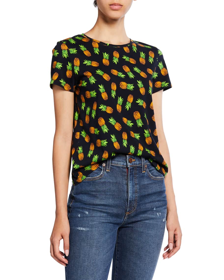 Alice + Olivia Rylyn Pineapple-Printed Crewneck Short-Sleeve Tee